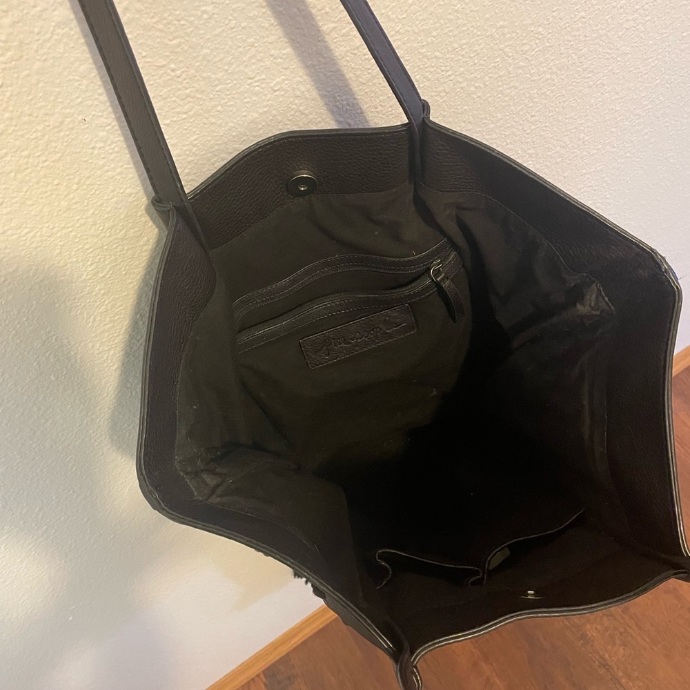 Free People Black Macrame/Crochet Fringe and Leather Hobo Bag - Picture 6 of 6